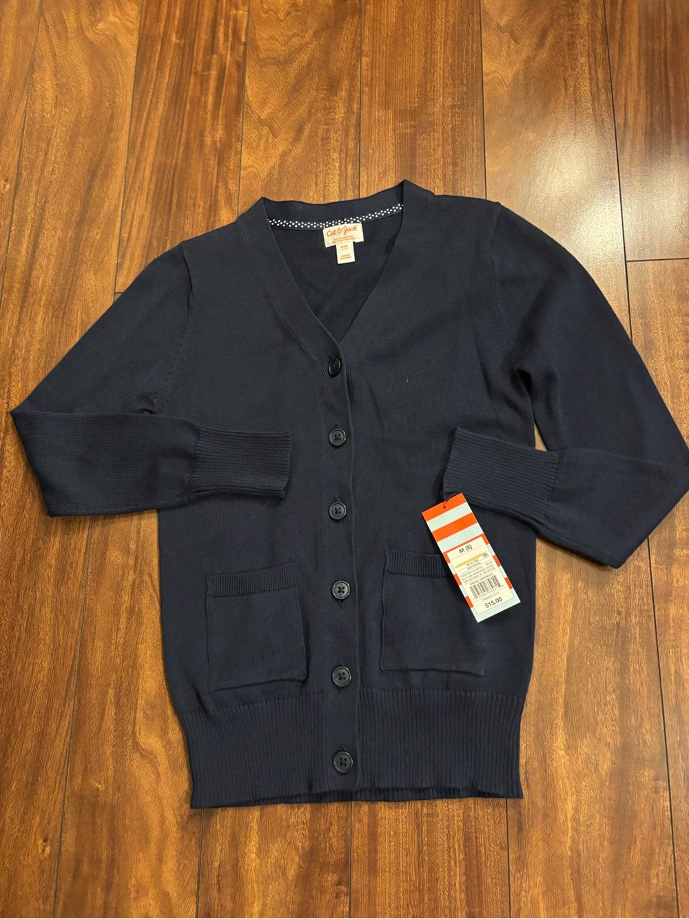 Cat & Jack Girls Navy Blue V-Neck Button Cardigan Sweater